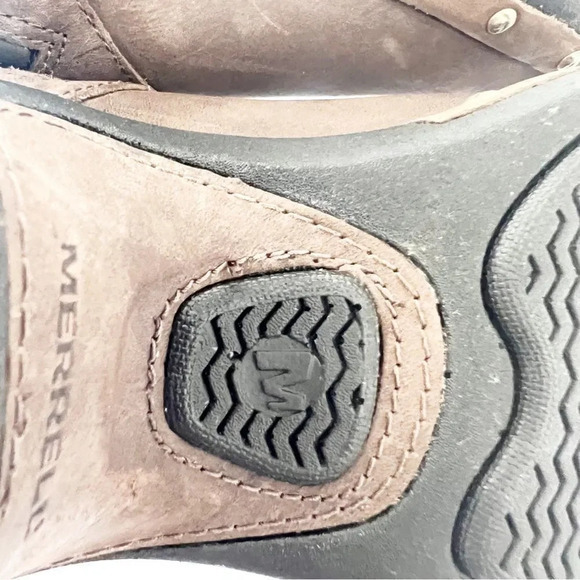 Merrell Luxe Mid 5” Ankle Boot Brown Leather Women’s Size 7.5 Brushed Metallic - Picture 10 of 12